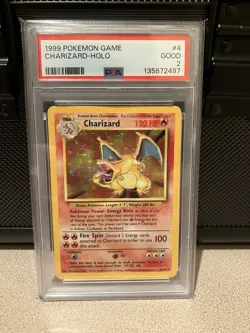 1999 POKEMON BASE SET UNLIMITED #4 CHARIZARD-HOLO PSA 2 - Image 1