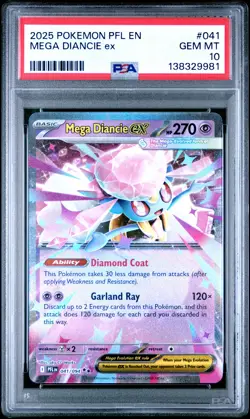 2025 POKEMON PFL EN-PHANTASMAL FLAMES #041 MEGA DIANCIE EX PSA 10 - Image 1