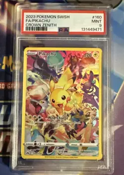 2023 POKEMON SWORD & SHIELD CROWN ZENITH #160 FULL ART/PIKACHU PSA 9 - Image 1