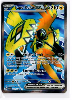 2023 TCG Pokemon #222 Tapu Koko 222/182 Holo Full Art Paradox Rift - Image 1