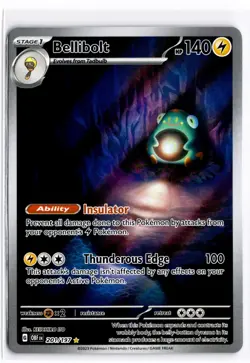 2023 TCG Pokemon #201 Bellibolt 201/197 Holo Full Art Obsidian Flames - Image 1