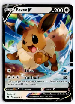 2023 TCG Pokemon #108 Eevee V 108/159 Holo Crown Zenith - Image 1