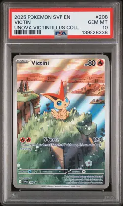 2025 POKEMON SVP EN-SV BLACK STAR PROMO #208 VICTINI PSA 10 - Image 1