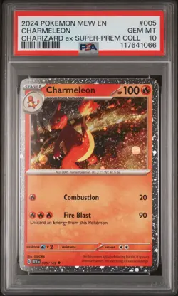 2024 Pokemon Mew EN 151 CHARMELEON Super Premium Collection PSA 10 Cosmos Holo 5 - Image 1