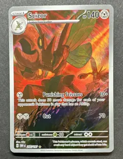 Pokemon Scizor 205/197 SV03: Obsidian Flames Illustration Rare Full Art Holo NM - Image 1