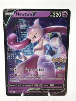 Pokemon Mewtwo V SWSH223 SWSH Promo Holo 220HP Super Psy Bolt Transfer Break - Image 1