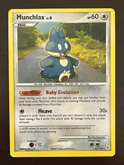 Pokemon Munchlax lv.8 Diamond & Pearl 33/130 RARE Regular 2007 Basic Card - Image 1