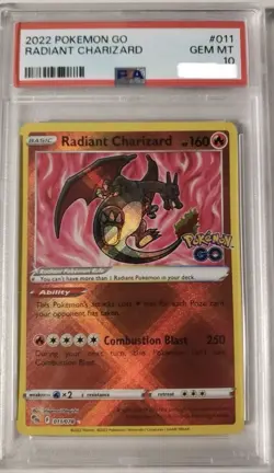 Radiant Charizard 011/078 -Ultra Rare Pokemon Card- Pokemon GO PSA 10 Gem Mint - Image 1