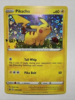 Pikachu SWSH039 Darkness Ablaze Black Star PROMO COSMOS HOLO card 2020 Pokemon - Image 1