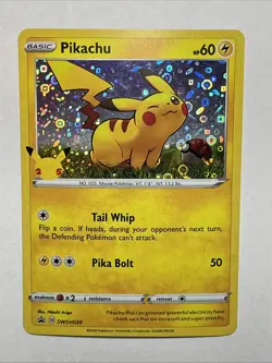Pikachu SWSH039 Darkness Ablaze Black Star PROMO COSMOS HOLO card 2020 Pokemon - Image 2