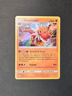 Pokemon TCG Tyrantrum 69/131 Rare Forbidden Light Sun & Moon Holo Foil Card - Image 1