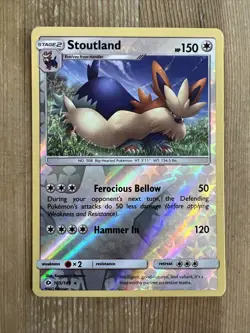 Pokemon TCG Stoutland Sun & Moon Base Set 105/149 Reverse Holo Rare NM - Image 1