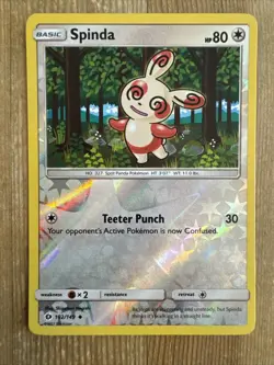 Pokemon TCG Spinda Sun & Moon Base Set 102/149 Reverse Holo Uncommon LP - Image 1