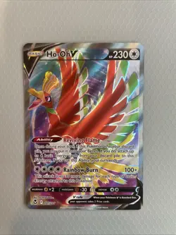 Pokemon TCG Ho-Oh v Full Art 187/195 SWSH12: Sword & Shield Silver Tempest Holo - Image 1