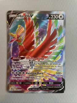 Pokemon TCG Ho-Oh v Full Art 187/195 SWSH12: Sword & Shield Silver Tempest Holo - Image 2