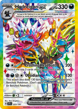 Pokemon TCG Hydreigon ex 223/191 Surging Sparks Full Art Ultra Rare Rainbow Holo - Image 1