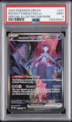 2025 POKEMON DRI EN-DESTINED RIVALS #231 TEAM ROCKET'S MEWTWO EX PSA 9 - Image 1