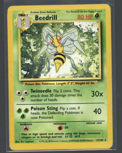 Pokemon TCG Beedrill - 17/102 - Base Set Unlimited Rare - MP Moderately Played - Image 1