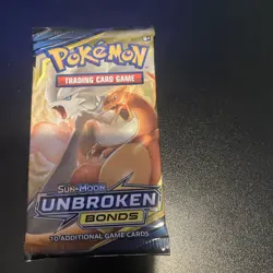 Sealed Pokemon Sun and Moon Unbroken Bonds Reshiram Charizard Booster Pack - Image 1