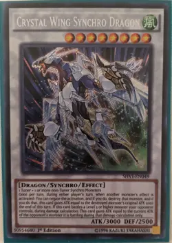 YuGiOh Crystal Wing Synchro Dragon Secret Rare 1st Edition SHVI-EN049 - Image 1