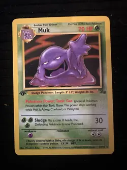 First Edition Muk 28/62 Fossil Card Regular Pokemon Base OG - Image 2