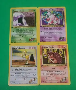 Pokemon Vintage 1st Edition GYM Challenge Cards Lot Of 4 Blaine's Vulpix Mint - Image 1