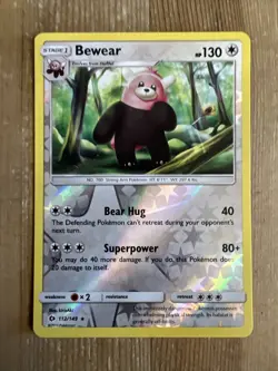 Pokemon TCG Bewear Sun & Moon Base Set 112/149 Reverse Holo Rare NM - Image 1