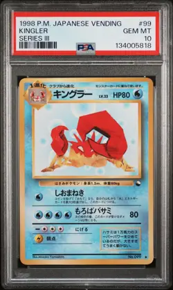 1998 POKEMON JPN VENDING SER III #99 KINGLER PSA 10 - Image 1