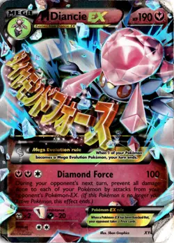 Pokemon TCG Mega Diancie EX Black Star Promo Holo Card XY44 Heavy Damage - Image 1