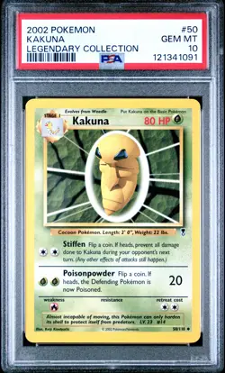 2002 Pokemon Legendary Collection #50 Kakuna PSA 10 GEM MINT NEWLY GRADED! - Image 1