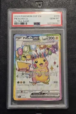 2024 Pokemon Surging Sparks SSP Pikachu Ex Ultra Rare 219/191 PSA 10 Gem Mint - Image 1