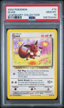 2002 Pokemon Legendary Collection Eevee #74 PSA 10 MINT - Image 1