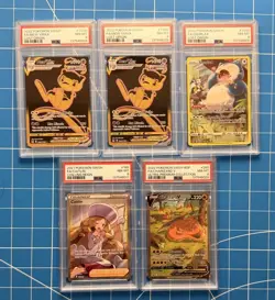 PSA 8 Pokemon Slab Lot - Charizard V UPC Promo, Mew VMAX TG, Caitlin FA, Snorlax - Image 1