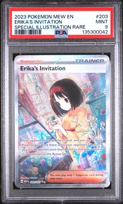 2023 POKEMON SCARLET & VIOLET 151 ERIKA'S INVITATION 203/165 SIR PSA MINT 9 - Image 1