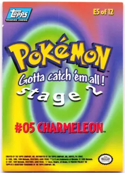 Charmeleon E5 of 12 1999 Topps Pokemon (Blue Logo) MP - Image 2