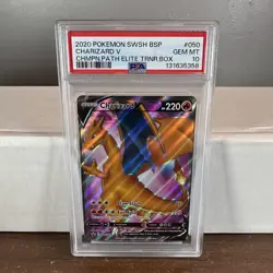 2020 Pokemon SWSH BSP Charizard V #50 Champions Path ETB Promo PSA 10 Gem Mint - Image 1