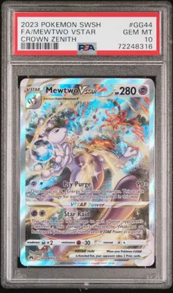 Pokemon Sword & Shield Crown Zenith #GG44 Mewtwo VSTAR FA PSA 10 Gem Mint (2023) - Image 1