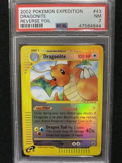 2002 Pokemon Expedition Dragonite Reverse Foil 43/165 PSA 7 NM - Image 1