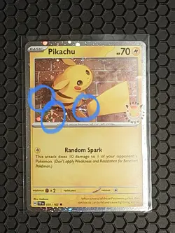 TRIPLE SWIRL 🌀 NM Pikachu 051/162 30th Anniversary Stamped Pokemon Card - Image 1