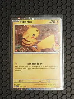 TRIPLE SWIRL 🌀 NM Pikachu 051/162 30th Anniversary Stamped Pokemon Card - Image 2