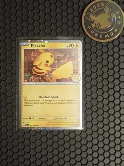 TRIPLE SWIRL 🌀 NM Pikachu 051/162 30th Anniversary Stamped Pokemon Card - Image 3