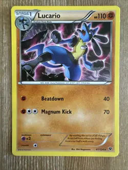 Pokemon TCG Lucario Fates Collide 47/124 Regular Rare LP - Image 1