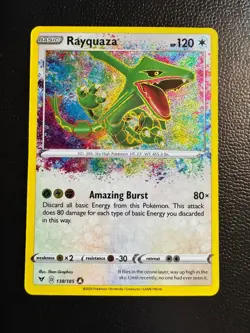 Pokemon TCG Rayquaza Amazing Rare SWSH04: Vivid Voltage 138/185 NM - Image 1
