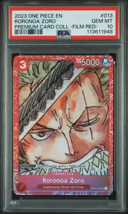 PSA 10 - Roronoa Zoro ST01-013 - One Piece Premium Card Collection Film Red - Image 1