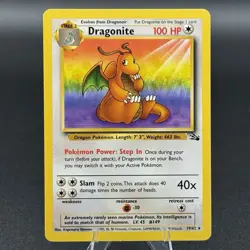 Dragonite 19/62 Fossil Set Rare Non-Holo Pokemon Card NM - Image 1