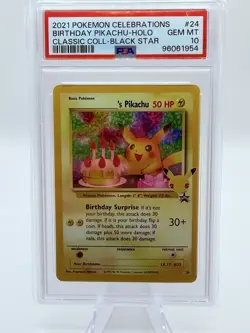 Pokemon Celebrations Pikachu 24/53 Holo Birthday Card Classic Collection PSA 10 - Image 1