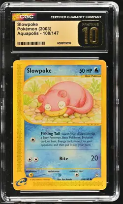 CGC 10 PRISTINE Slowpoke 2003 Aquapolis 108/147 Pokemon Card - Image 1