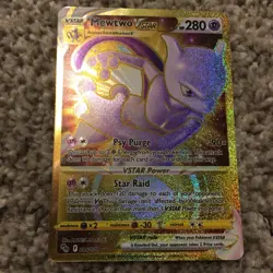 Pokemon Go TCG Mewtwo VSTAR Gold Secret Holo Card 086/078 - Image 1