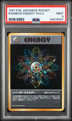 1997 Rainbow Energy Holo (SWIRL) PSA 9 Rare Pokemon Japanese Team Rocket - Image 1