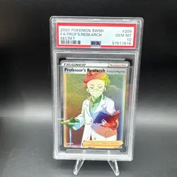 Professor's Research Full Art Rainbow 209/202 Sword & Shield Base Pokemon PSA 10 - Image 1